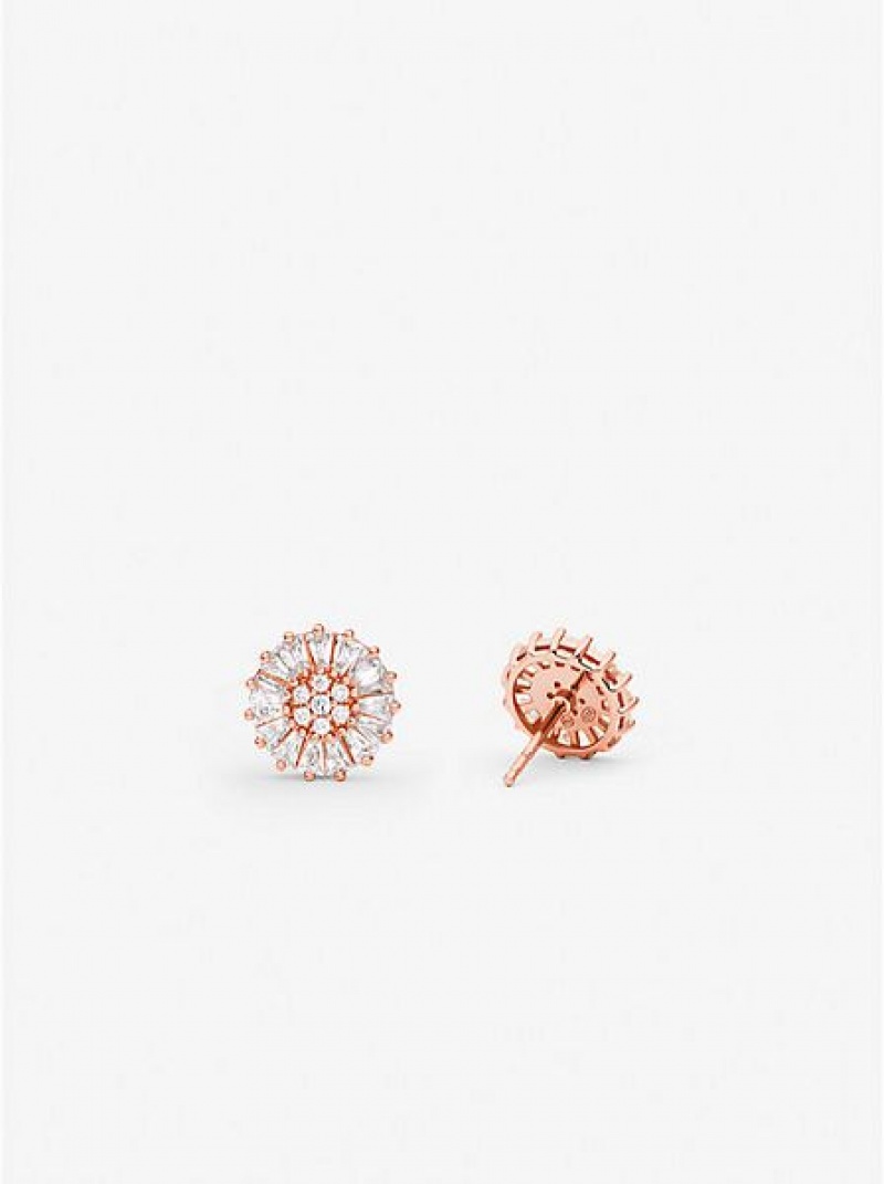 Pendientes Michael Kors Precious Metal-plated Sterling Silver Pave Stud Mujer Rosas Doradas | 592843-UPY