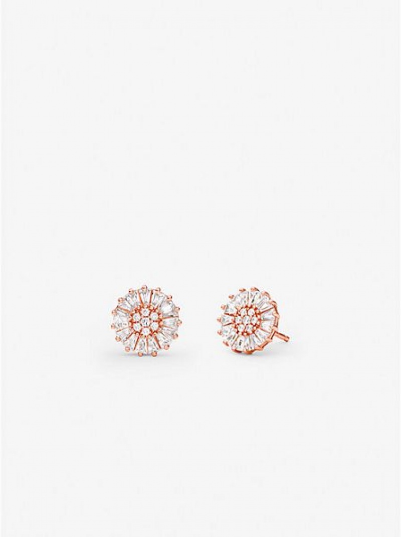 Pendientes Michael Kors Precious Metal-plated Sterling Silver Pave Stud Mujer Rosas Doradas | 592843-UPY