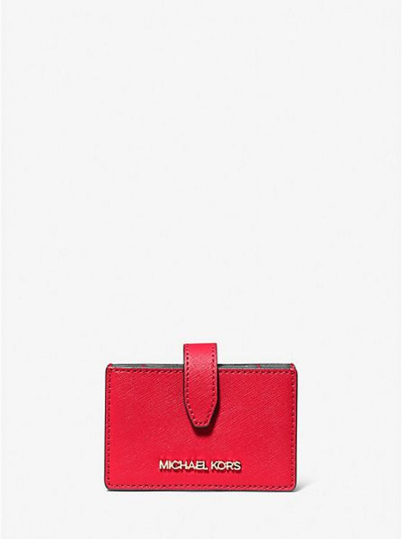 Porta Tarjetas Michael Kors Jet Set Travel Medium Saffiano Cuero Accordion Mujer Rojas | 837695-NZH