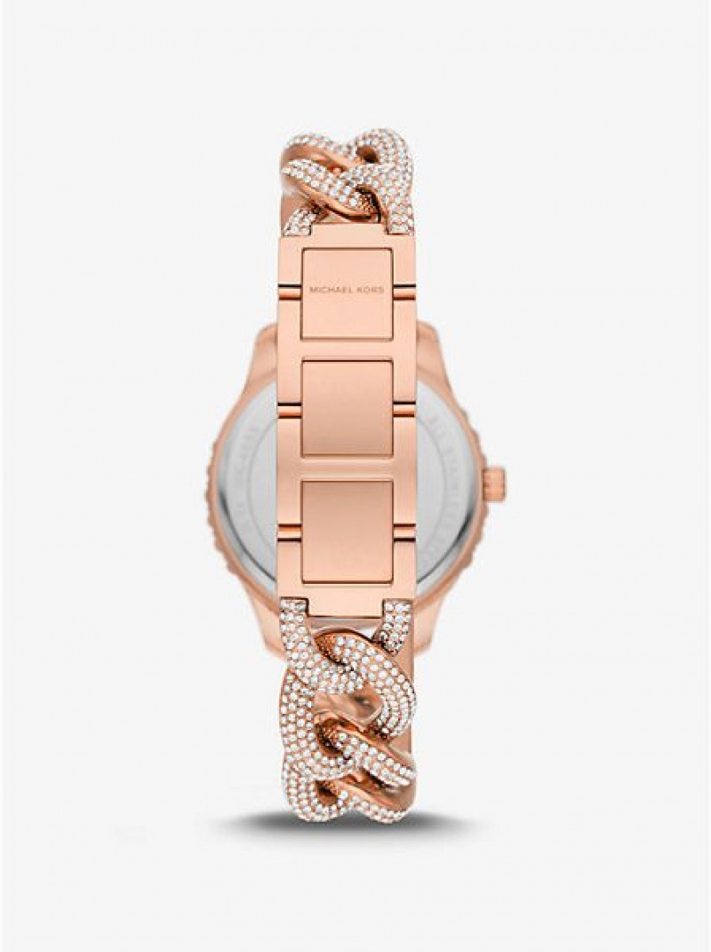 Relojes Michael Kors Layton Pave Curb-link Mujer Rosas Doradas | 801263-HVF