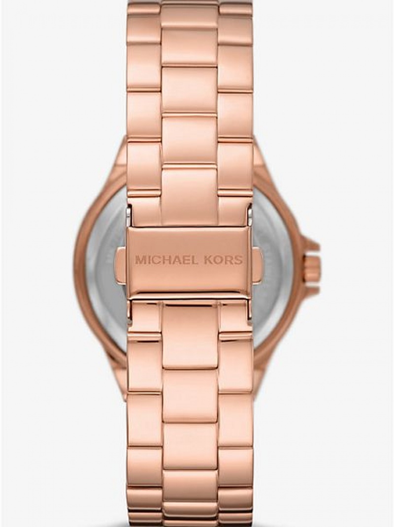 Relojes Michael Kors Lennox Pave Logo Mujer Rosas Doradas | 028956-WKS