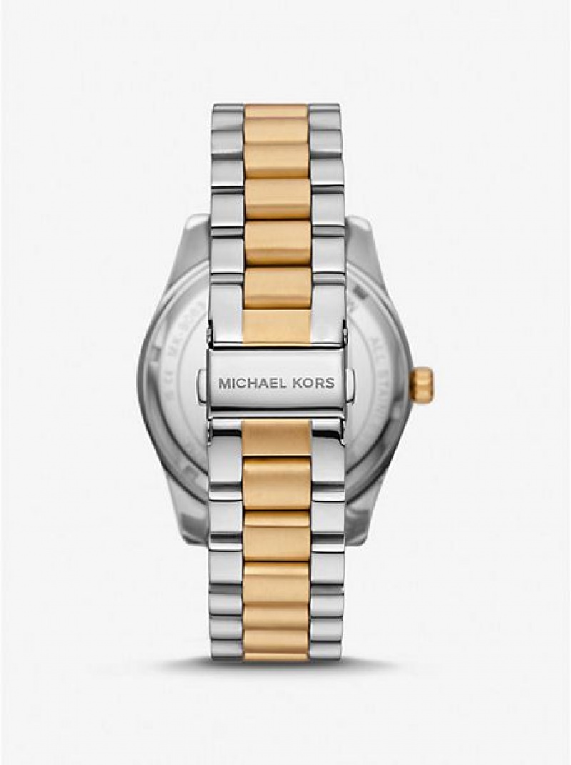 Relojes Michael Kors Lexington Oversized Mujer Plateadas Doradas | 917865-BXN