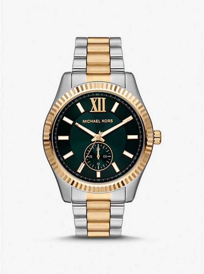 Relojes Michael Kors Lexington Oversized Hombre Plateadas Doradas | 754921-TPL