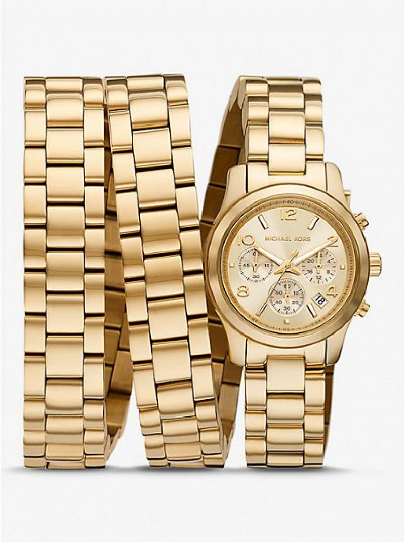 Relojes Michael Kors Limited-edition Runway 18k Stainless Steel Wrap Mujer Doradas | 597032-QZF