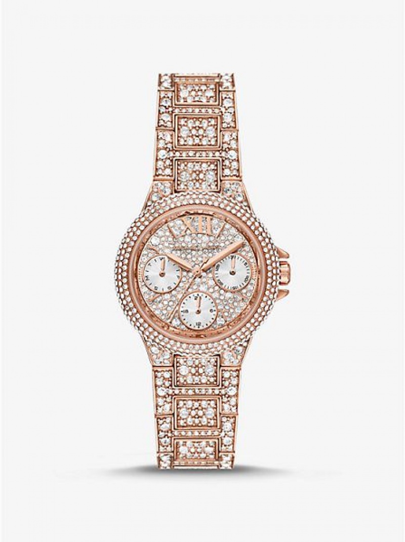 Relojes Michael Kors Mini Camille Pave Mujer Rosas Doradas | 398056-RBY