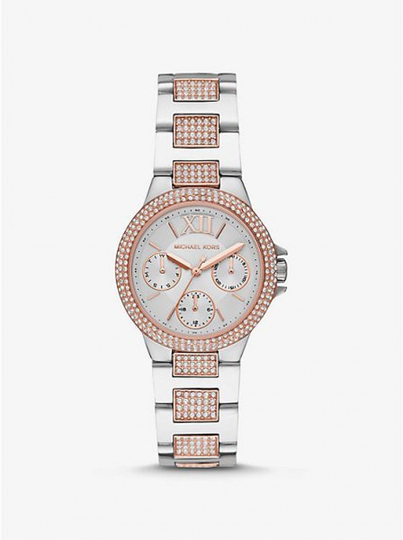 Relojes Michael Kors Mini Camille Pave Mujer Plateadas Rosas | 437921-AXO