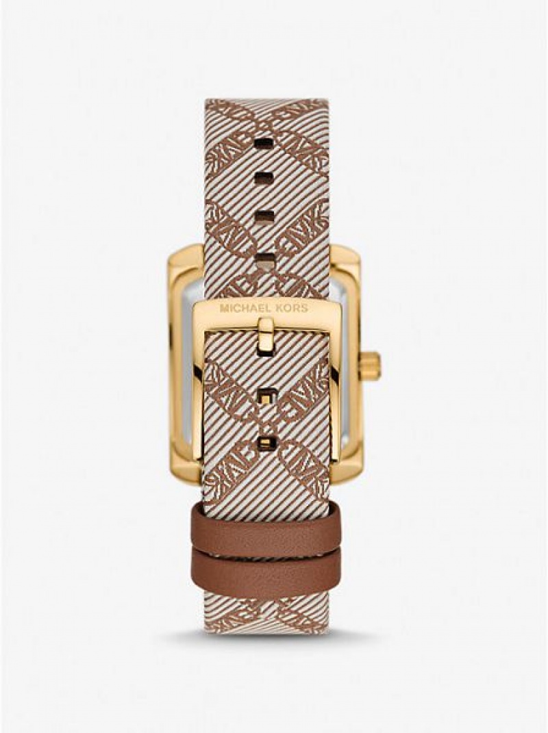 Relojes Michael Kors Mini Emery And Empire Logo Jacquard Mujer Doradas | 793851-PUI