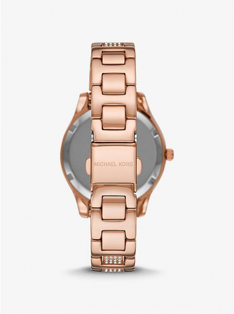 Relojes Michael Kors Mini Liliane Pave Heart Mujer Rosas Doradas | 713526-OFG