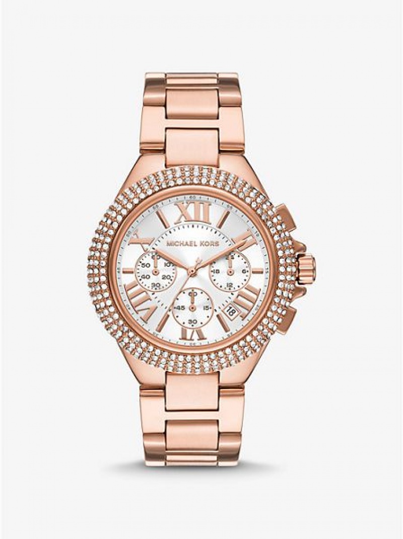 Relojes Michael Kors Oversized Camille Pave Mujer Rosas Doradas | 803492-KXF