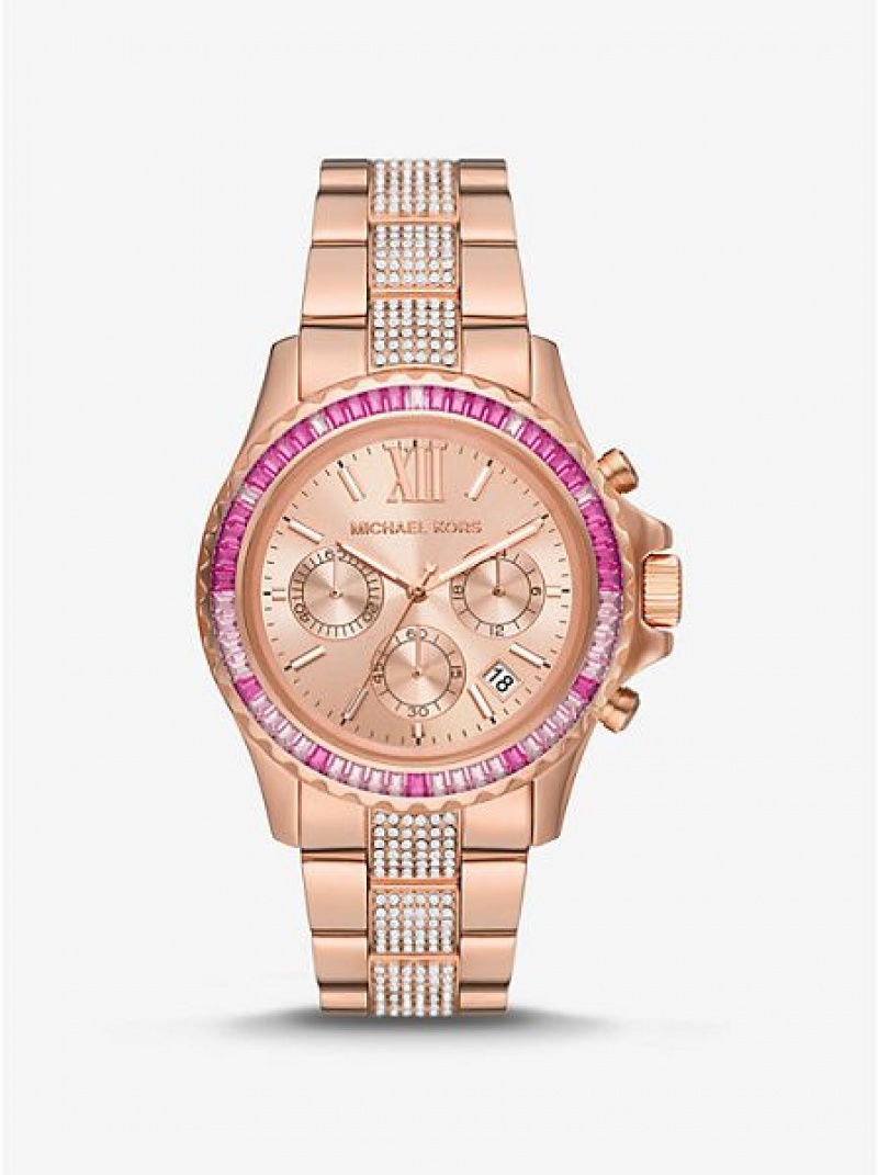 Relojes Michael Kors Oversized Everest Pave Mujer Rosas Doradas | 579164-TVQ