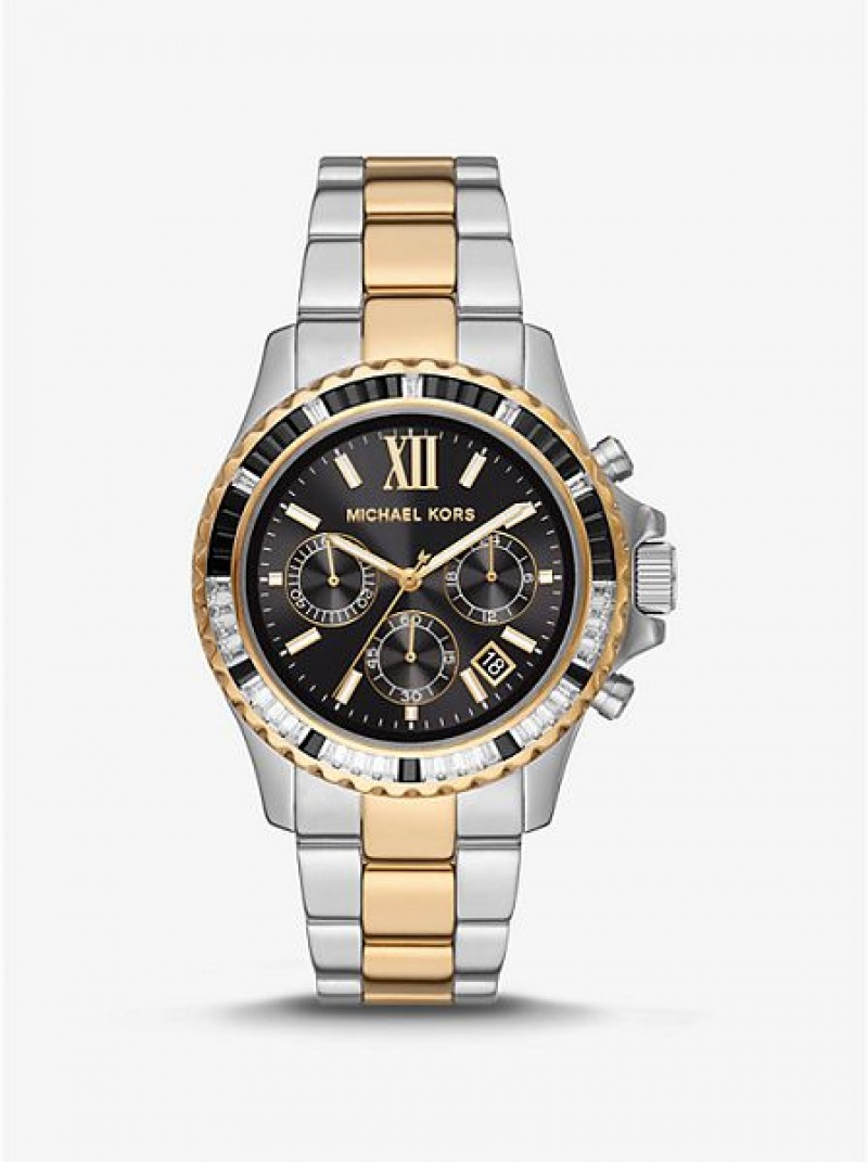 Relojes Michael Kors Oversized Everest Pave Mujer Plateadas Doradas | 274803-LGJ