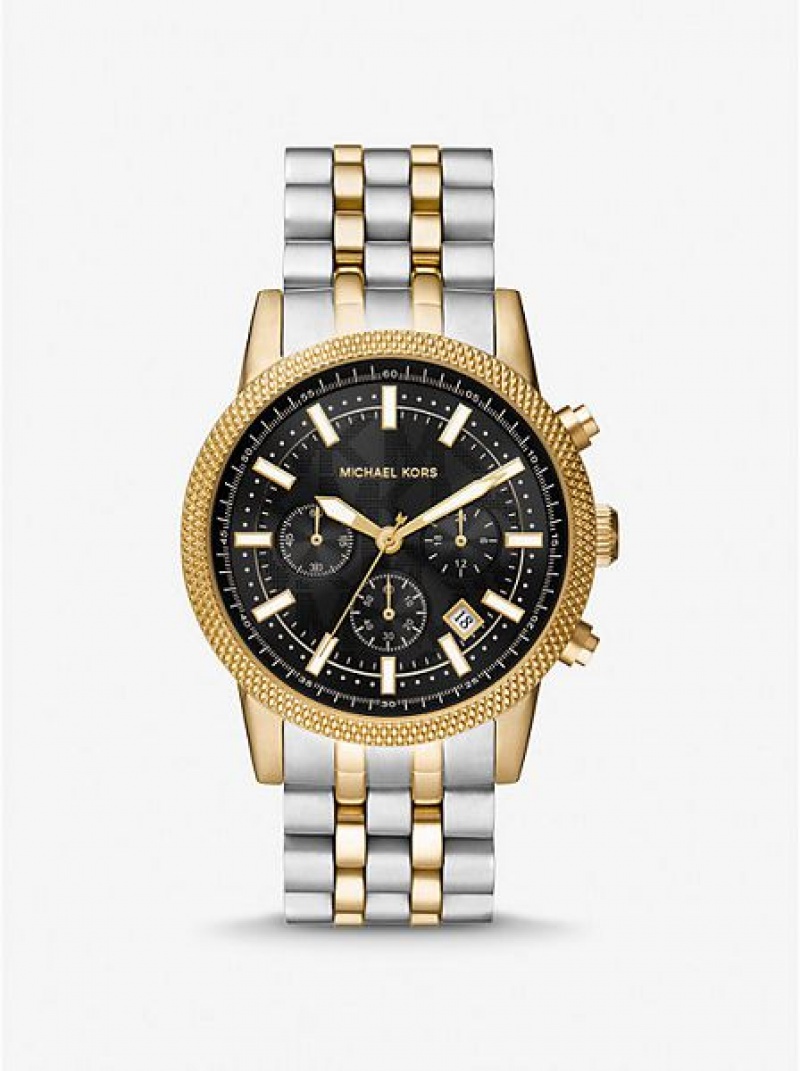 Relojes Michael Kors Oversized Hutton Hombre Plateadas Doradas | 819635-FBL