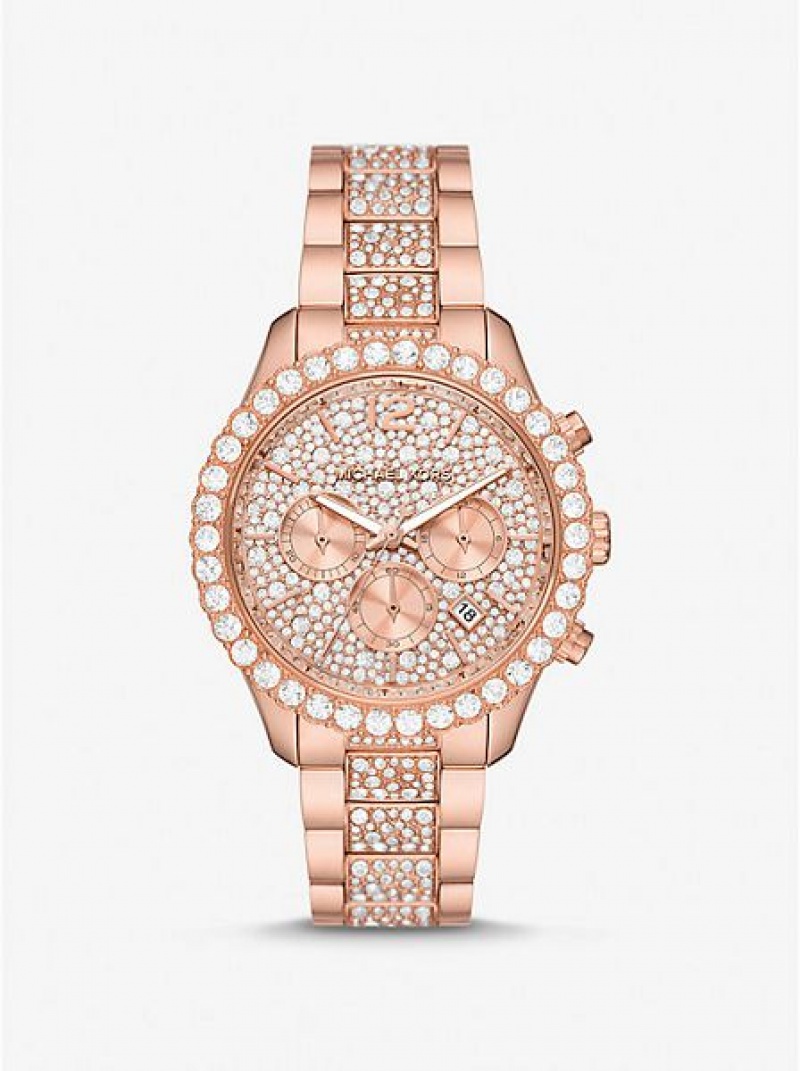 Relojes Michael Kors Oversized Layton Pave Mujer Rosas Doradas | 159642-TMP