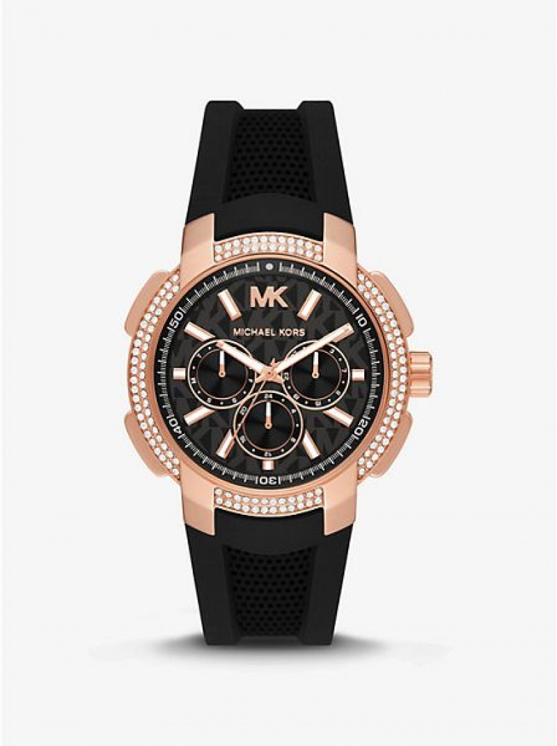 Relojes Michael Kors Oversized Sydney Pave And Silicona Mujer Rosas Doradas | 904651-BPR