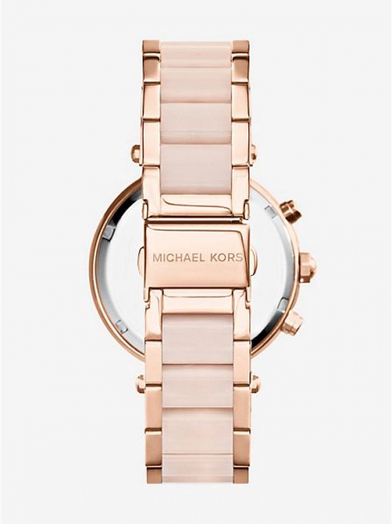 Relojes Michael Kors Parker Blush Acetate Mujer Rosas Doradas | 372490-YRO