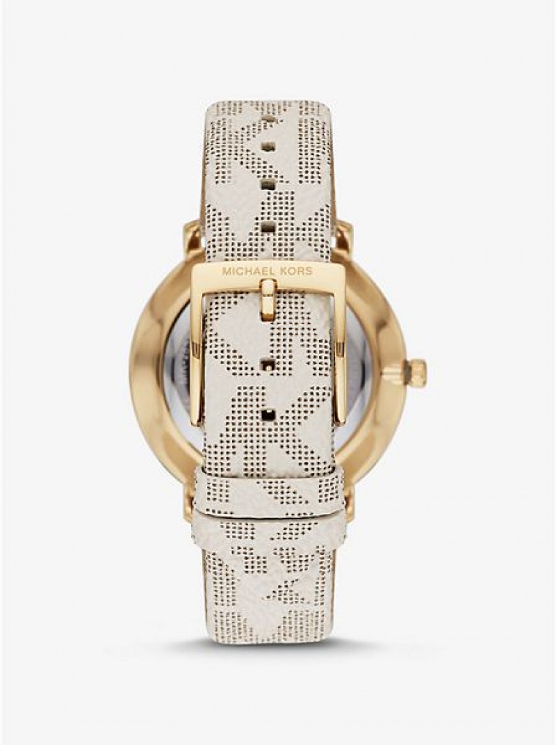 Relojes Michael Kors Pyper Logo Mujer Doradas | 456210-WAG