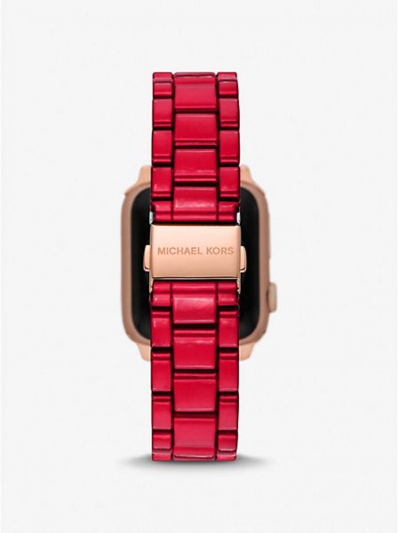 Relojes Michael Kors Red-coated Stainless Steel Correa For Apple Mujer Rojas | 083951-PDJ