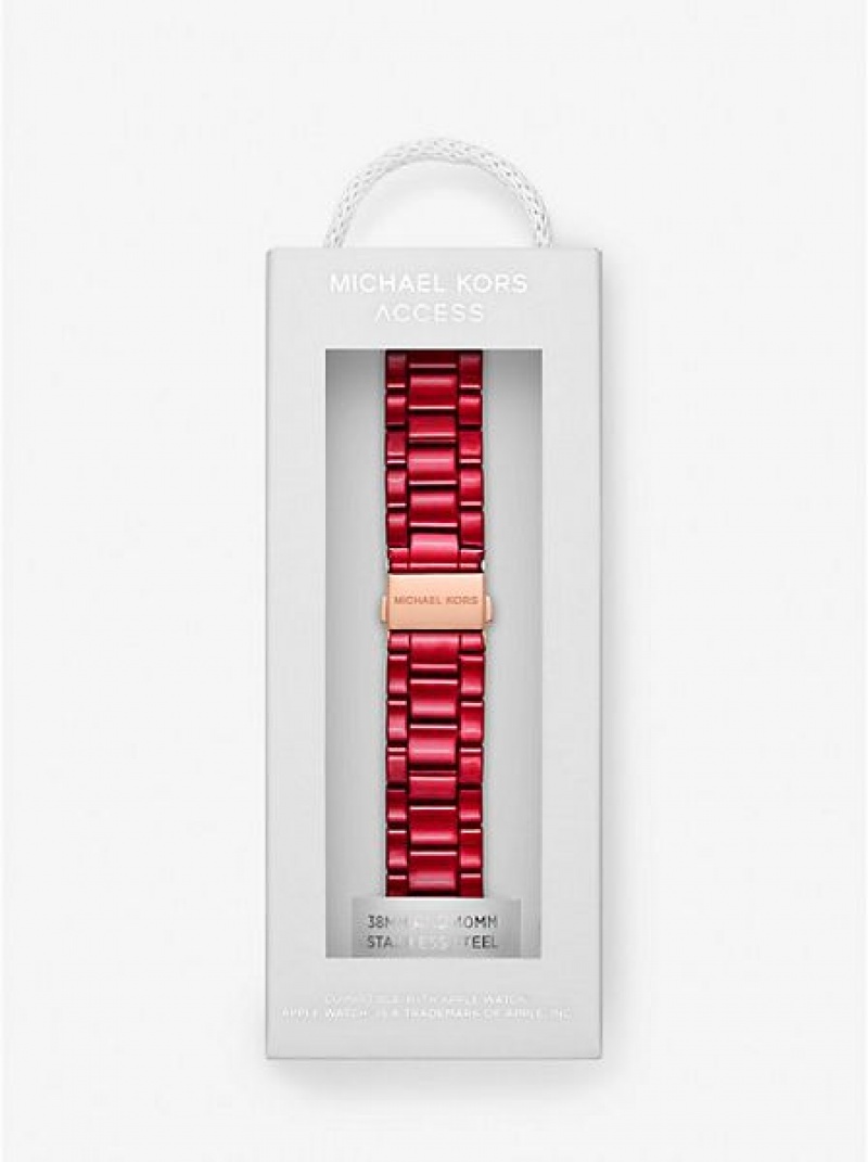 Relojes Michael Kors Red-coated Stainless Steel Correa For Apple Mujer Rojas | 083951-PDJ