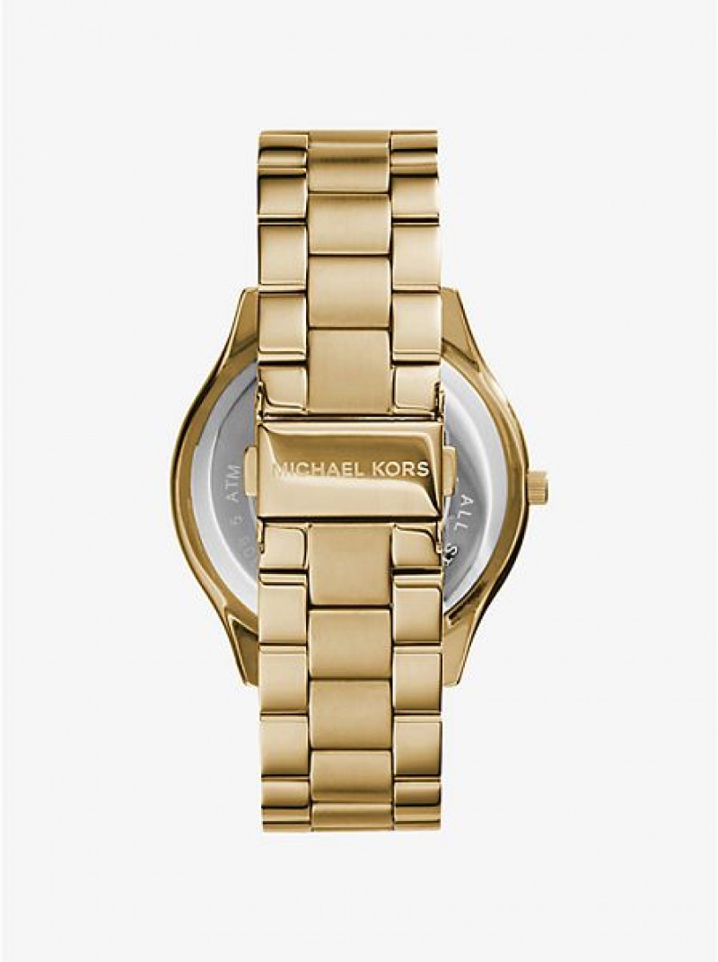 Relojes Michael Kors Slim Runway Stainless Steel Hombre Doradas | 609814-VRF