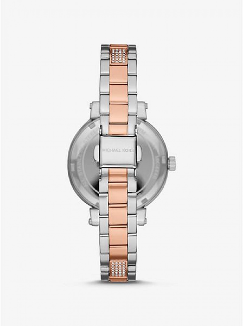 Relojes Michael Kors Sofie Pave Logo Mujer Plateadas Rosas | 740961-KDT