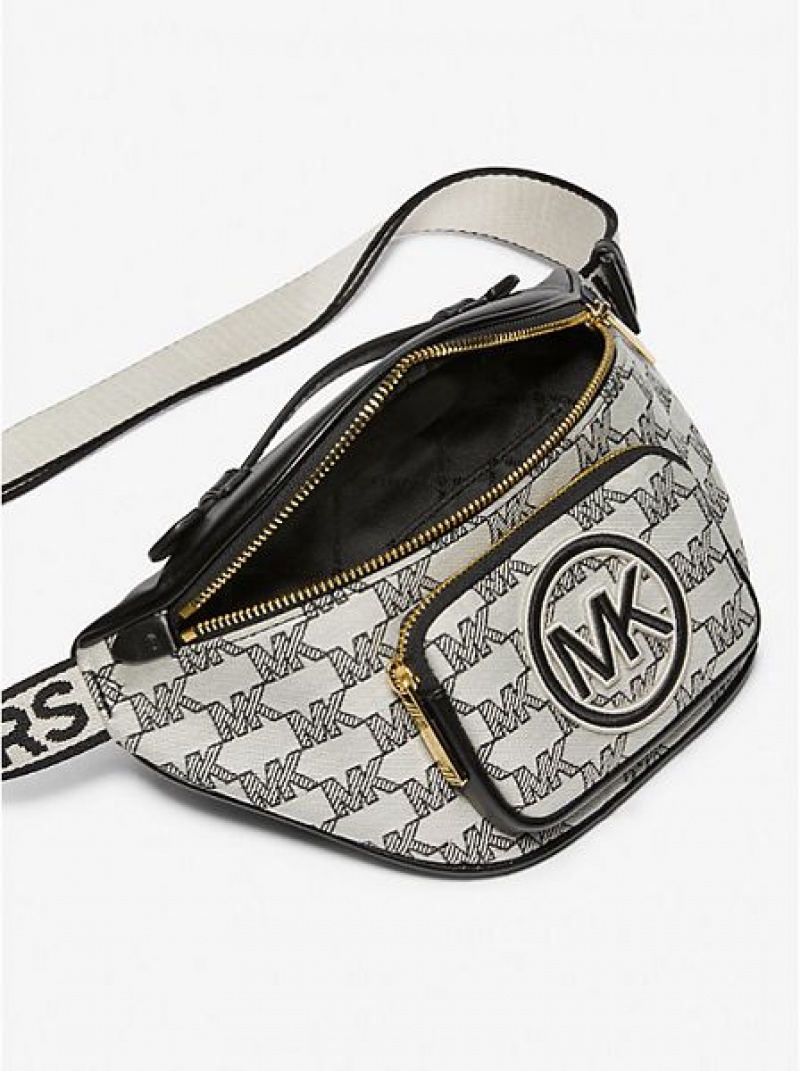 Riñonera Michael Kors Erin Extra-small Logo Jacquard Mujer Negras | 369078-BDG