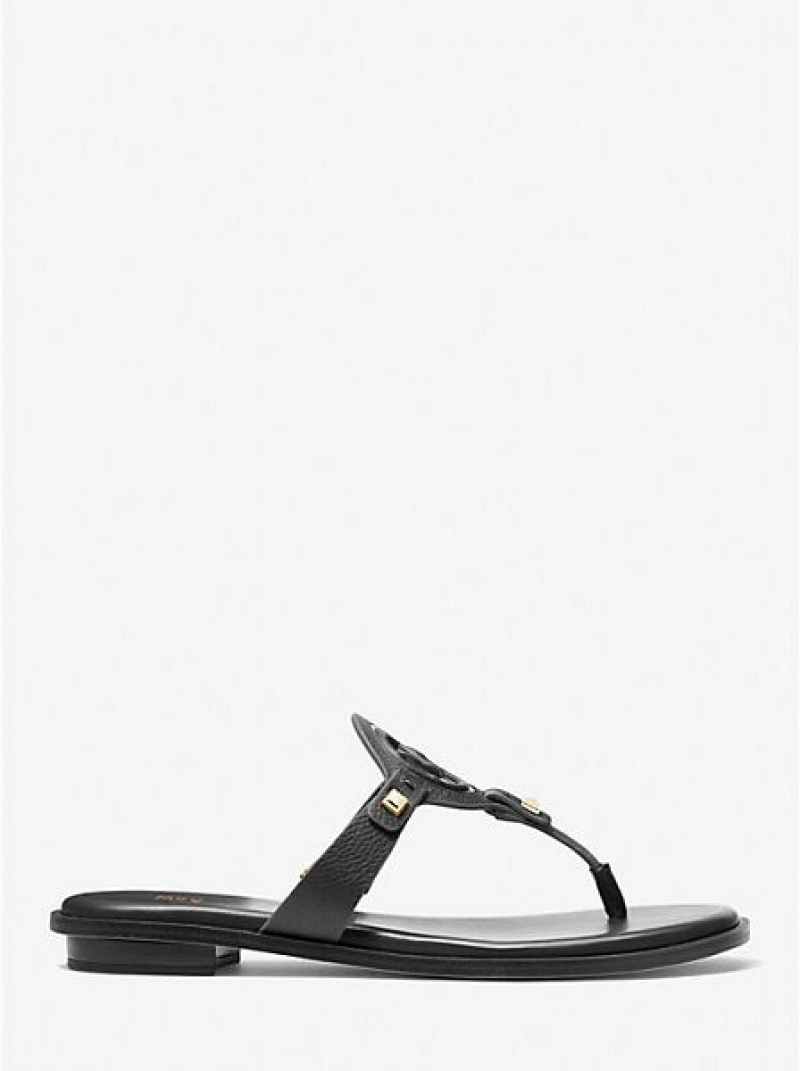 Sandalias Con Tiras Michael Kors Aubrey Cutout Cuero Mujer Negras | 095486-PDW