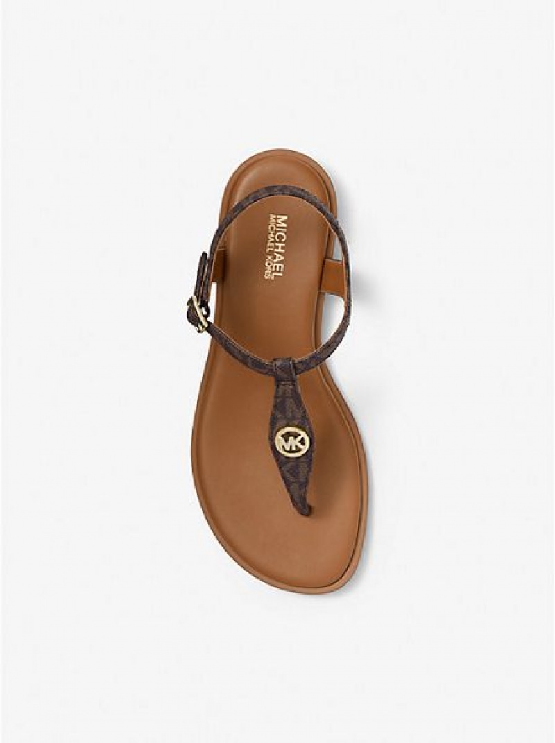 Sandalias Con Tiras Michael Kors Mallory Logo Mujer Marrones | 830165-ZKM