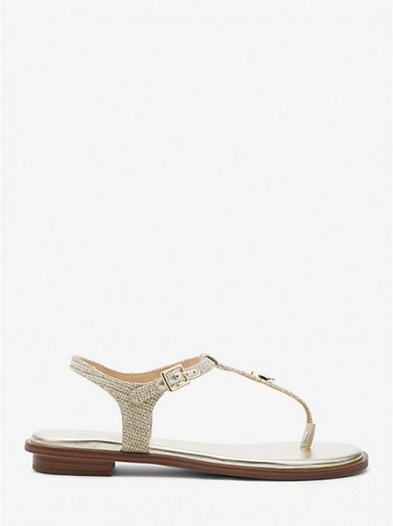 Sandalias Con Tiras Michael Kors Mallory Glitter Chain-mesh Mujer Doradas | 052986-YBE