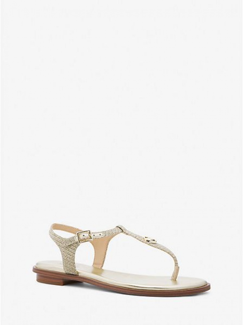 Sandalias Con Tiras Michael Kors Mallory Glitter Chain-mesh Mujer Doradas | 052986-YBE