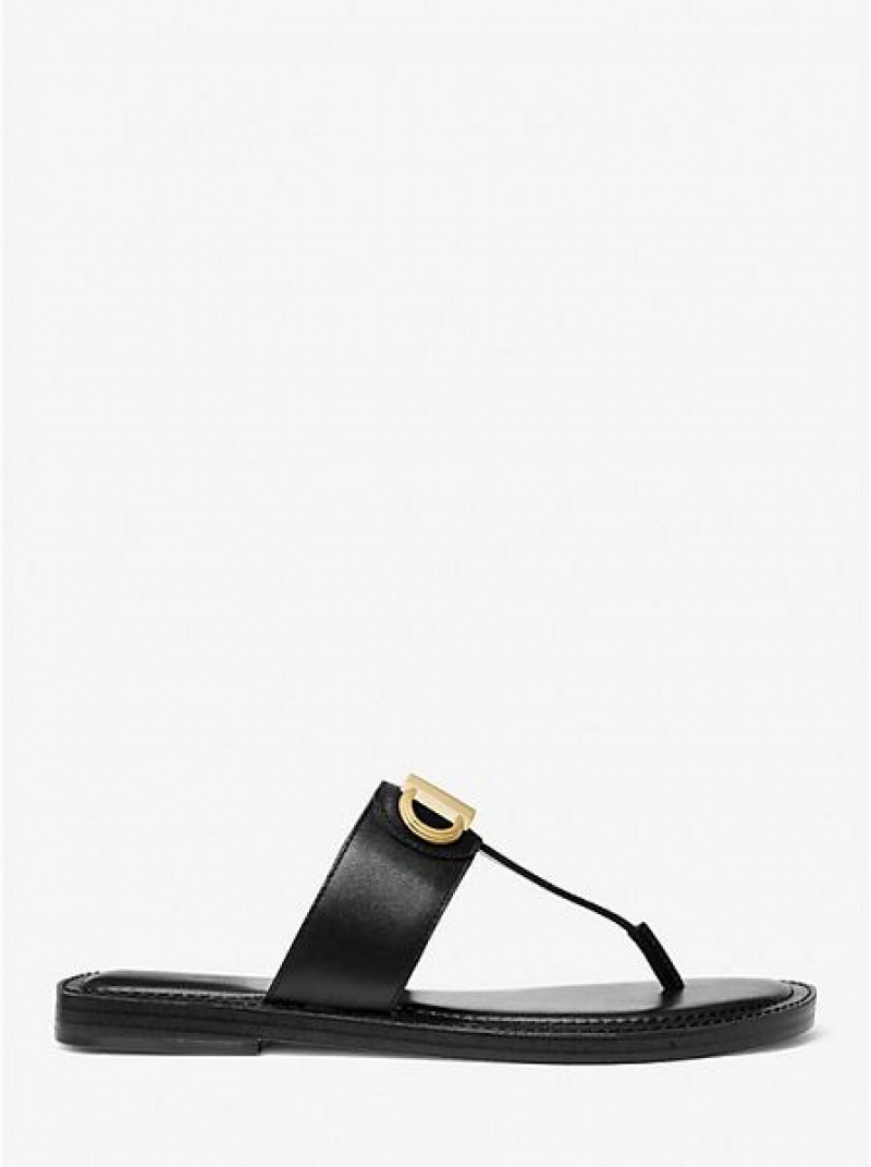 Sandalias Con Tiras Michael Kors Parker Cuero Mujer Negras | 654791-CWJ