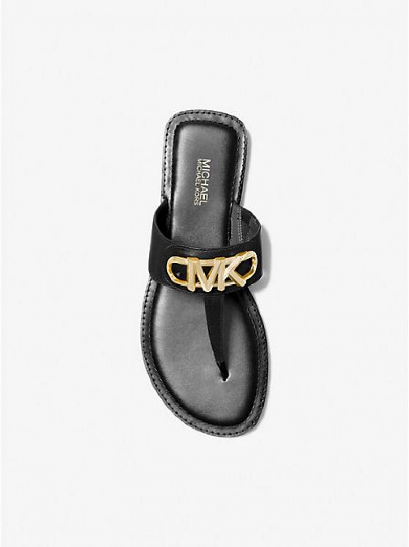 Sandalias Con Tiras Michael Kors Parker Cuero Mujer Negras | 654791-CWJ