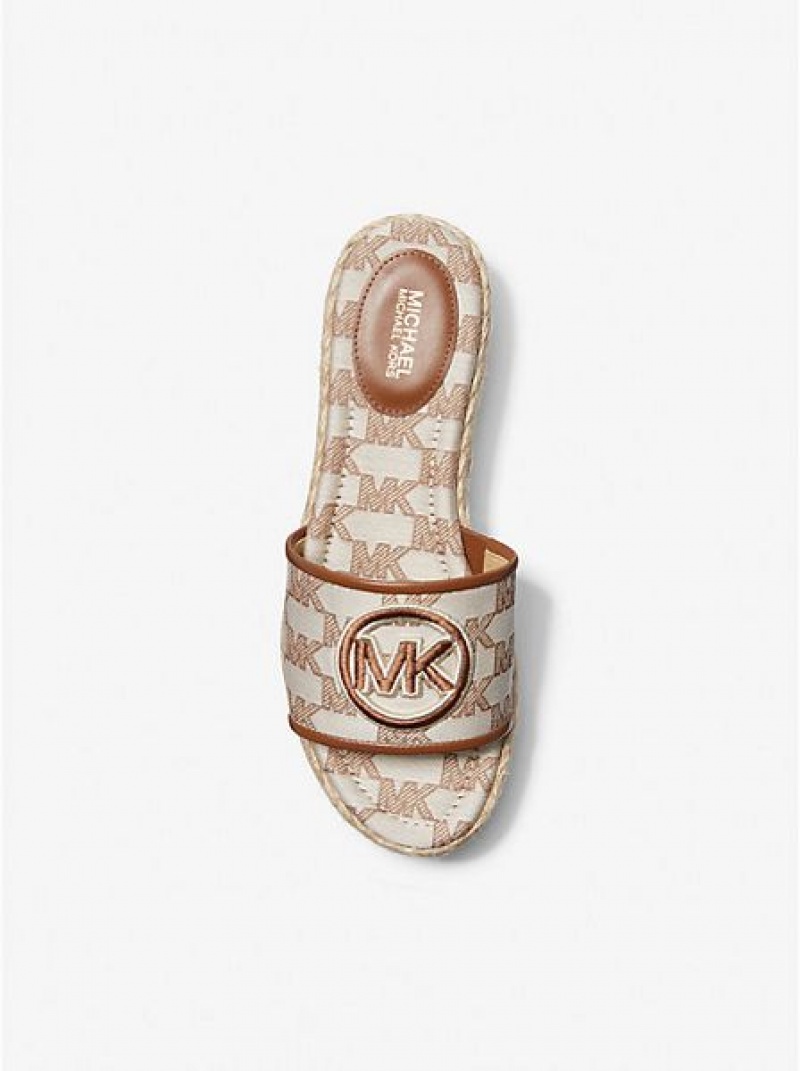 Sandalias Cuña Michael Kors Sadler Logo Jacquard And Jute Mujer Multicolor | 165079-HCO