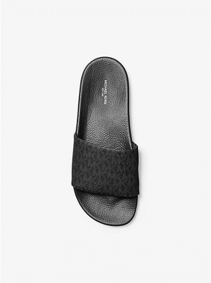 Sandalias Deslizantes Michael Kors Jake Logo Hombre Negras | 109763-SWX