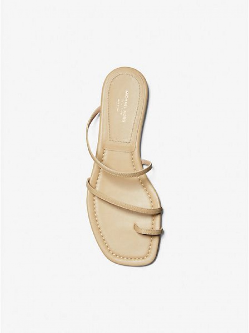 Sandalias Deslizantes Michael Kors Patti Cuero Mujer Kaki | 730142-MXA