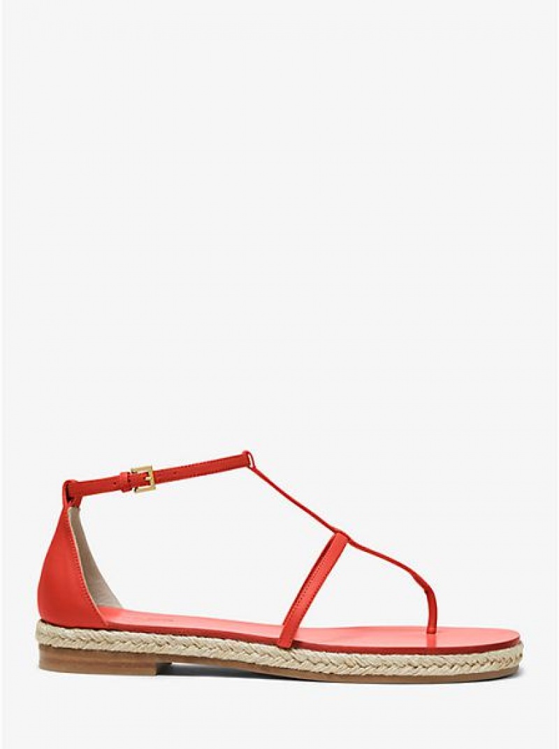 Sandalias Michael Kors Annabeth Cuero Mujer Coral | 134725-FRL