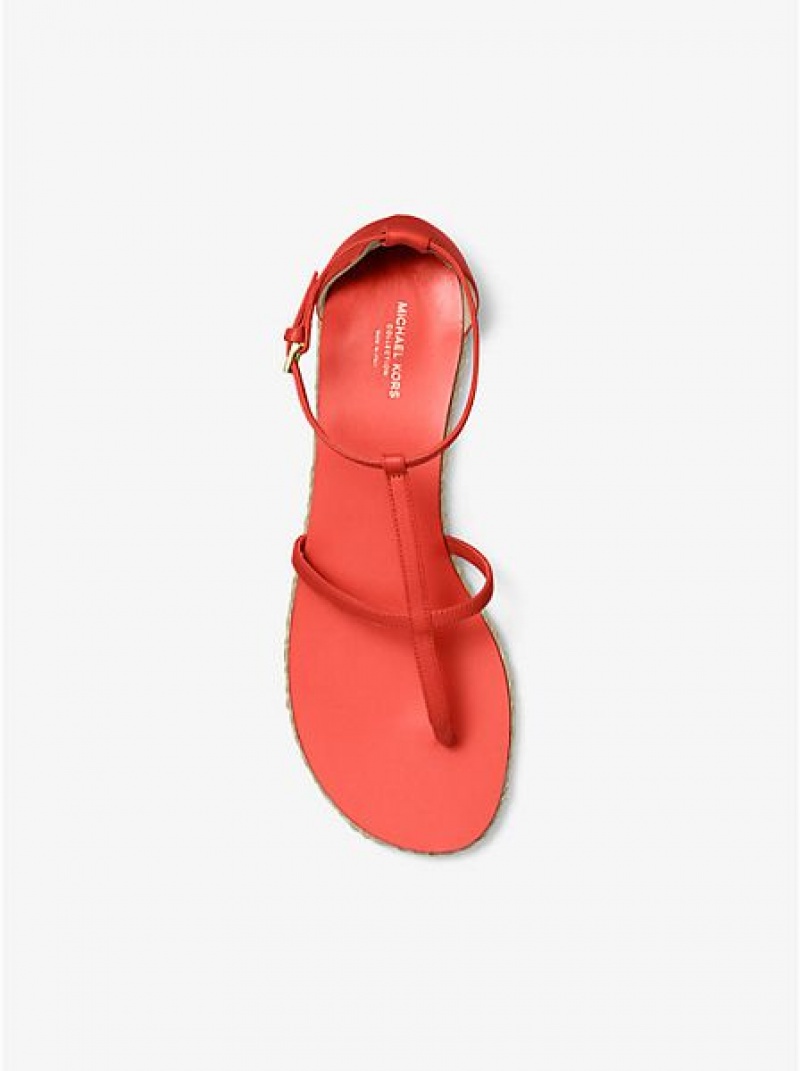 Sandalias Michael Kors Annabeth Cuero Mujer Coral | 134725-FRL