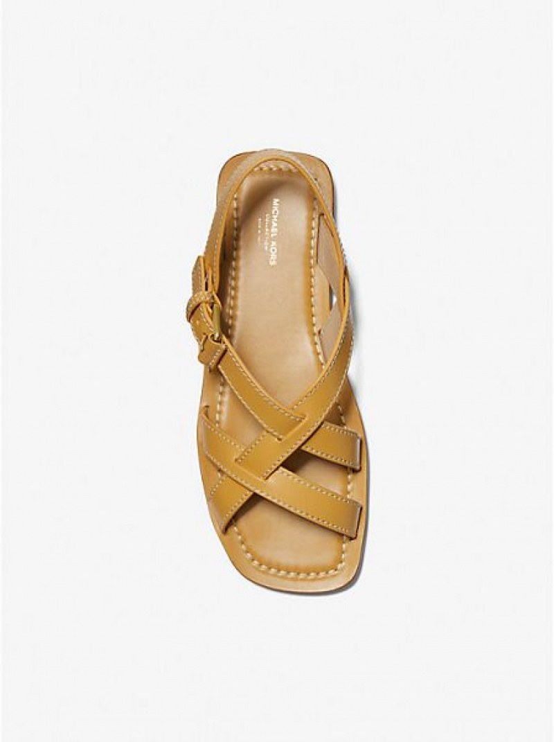 Sandalias Michael Kors Perrine Cuero Mujer Marrones | 529013-NQK