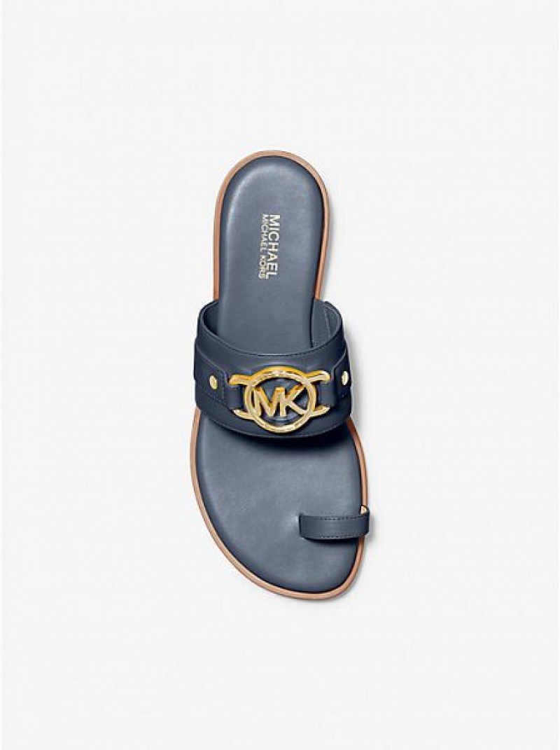 Sandalias Michael Kors Rory Cuero Mujer Azul Marino | 726194-XZT