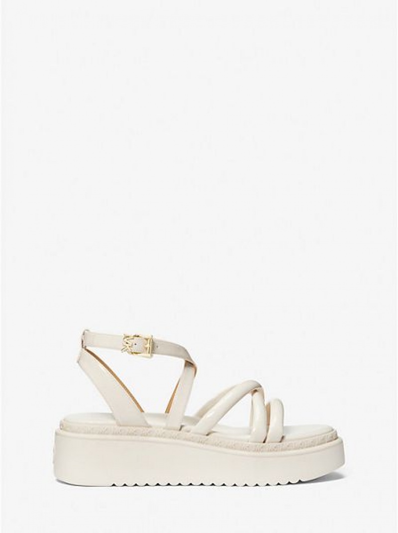 Sandalias Plataforma Michael Kors Issa Faux Charol Cuero Mujer Creme | 537804-YPH