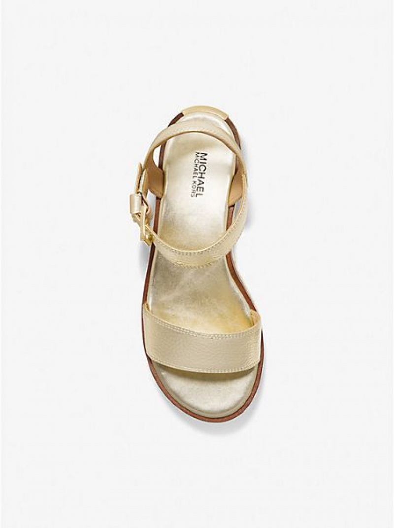 Sandalias Plataforma Michael Kors Richie Metallic Faux Cuero And Logo Alpargata Mujer Doradas | 145028-CSY