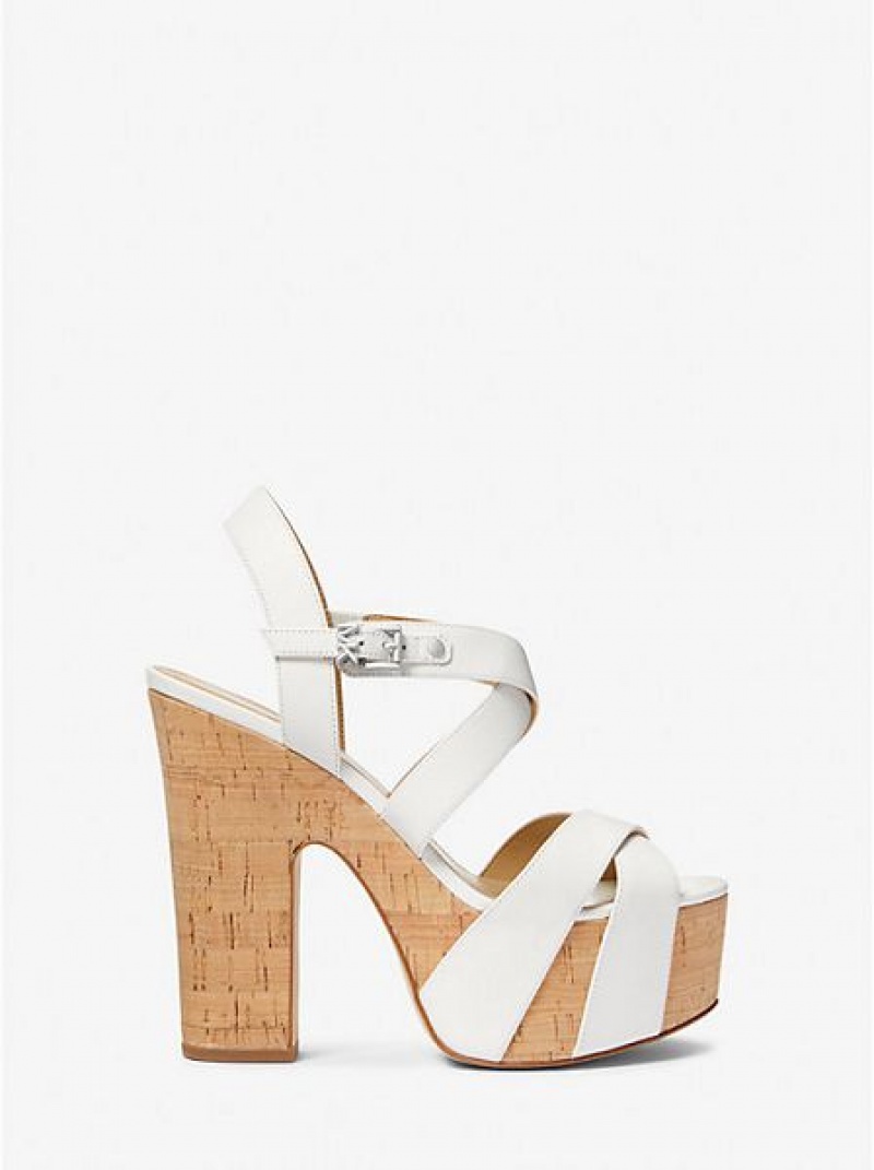 Sandalias Plataforma Michael Kors Suki Cuero Mujer Blancas | 891463-EOK