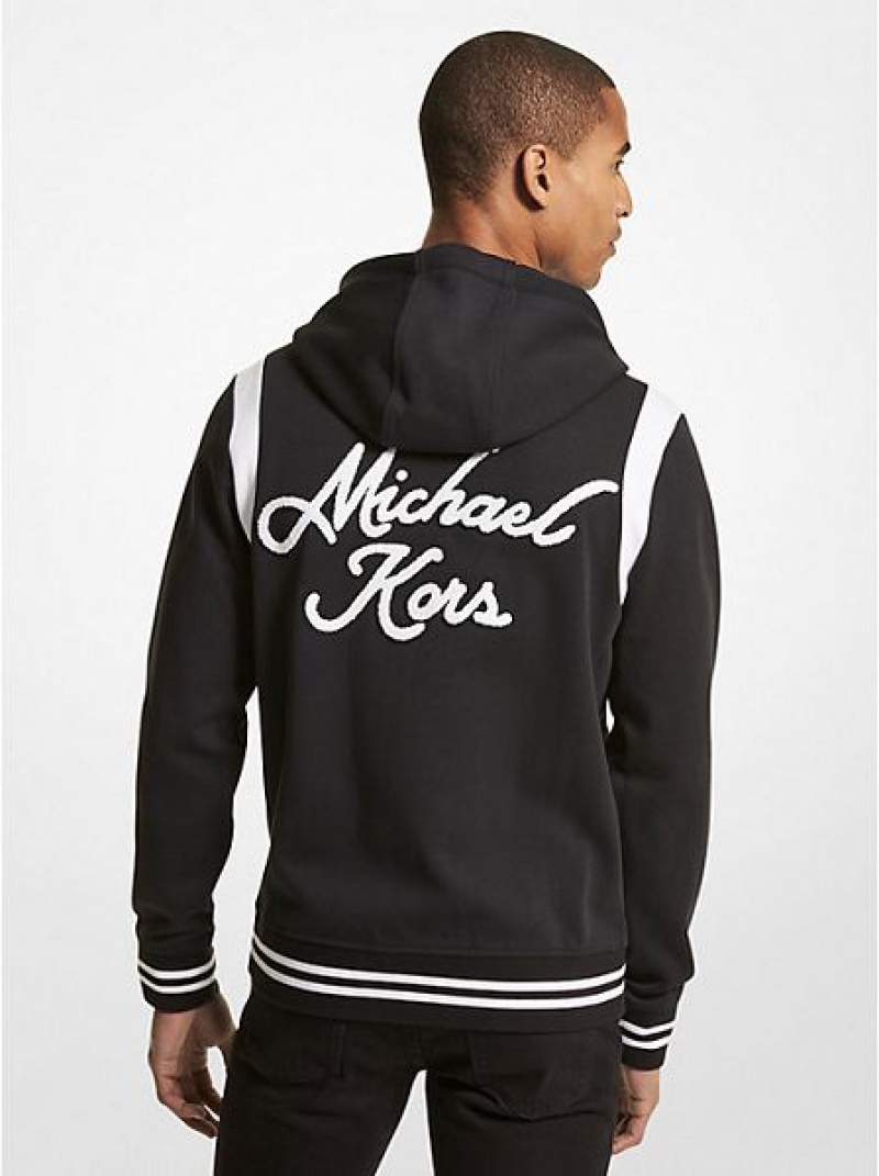 Sudadera Con Capucha Michael Kors Embroidered Jersey Zip-up Hombre Negras | 368957-GKH