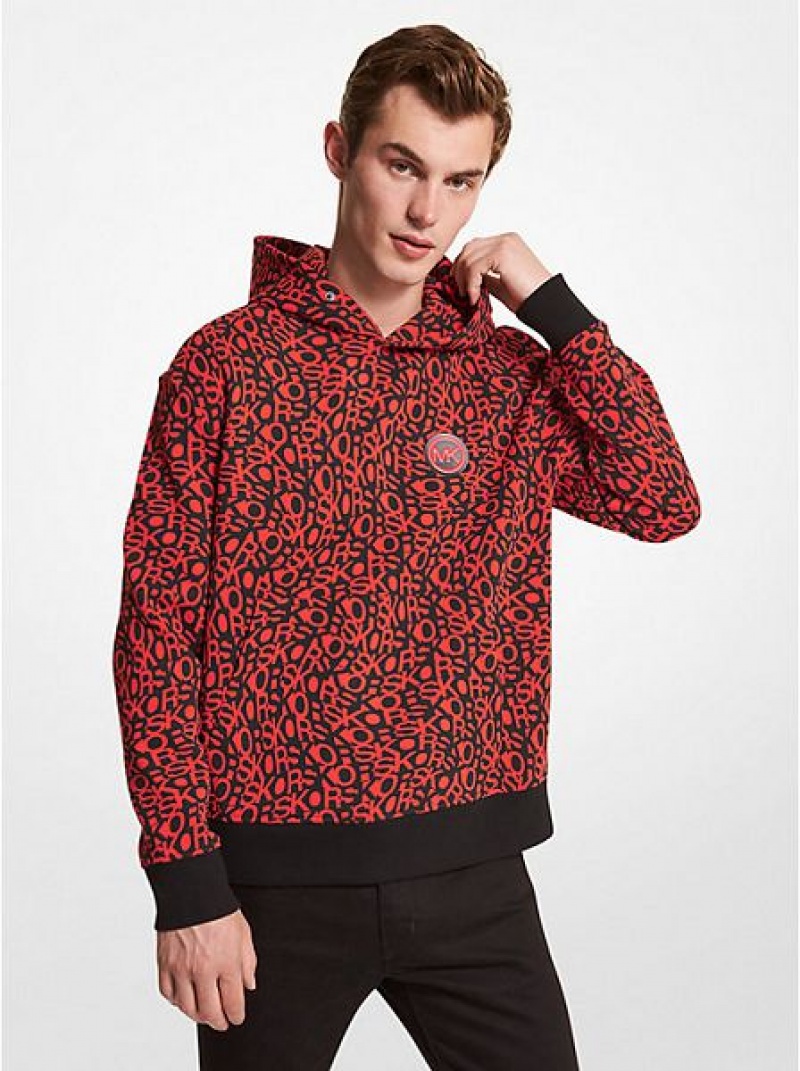 Sudadera Con Capucha Michael Kors Estampadas Logo Algodon Blend Hombre Burdeos | 802961-TYM