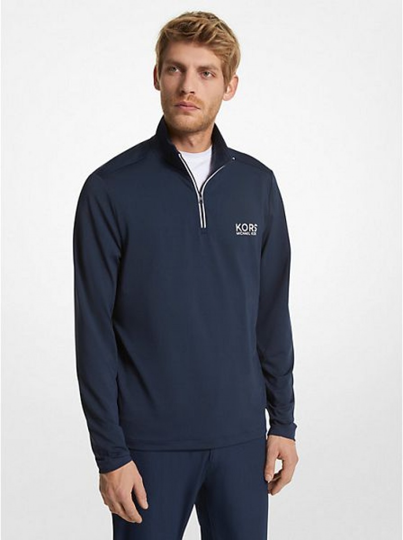 Sudadera Con Capucha Michael Kors Golf Performance Quarter Zip Hombre Azul Marino | 061972-SFV