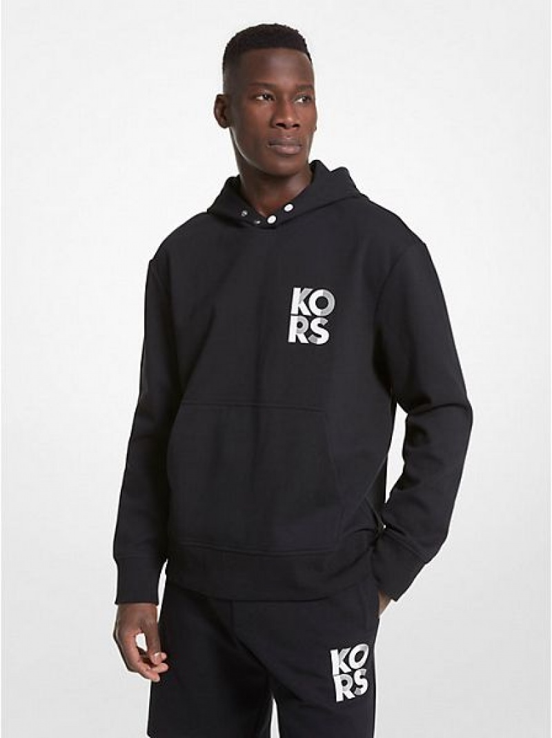 Sudadera Con Capucha Michael Kors Logo Algodon Blend Hombre Negras | 795361-SDP