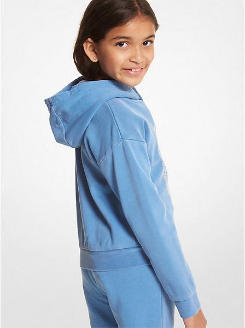 Sudaderas Michael Kors Embellished Logo Algodon Niños Azules | 732915-JMB