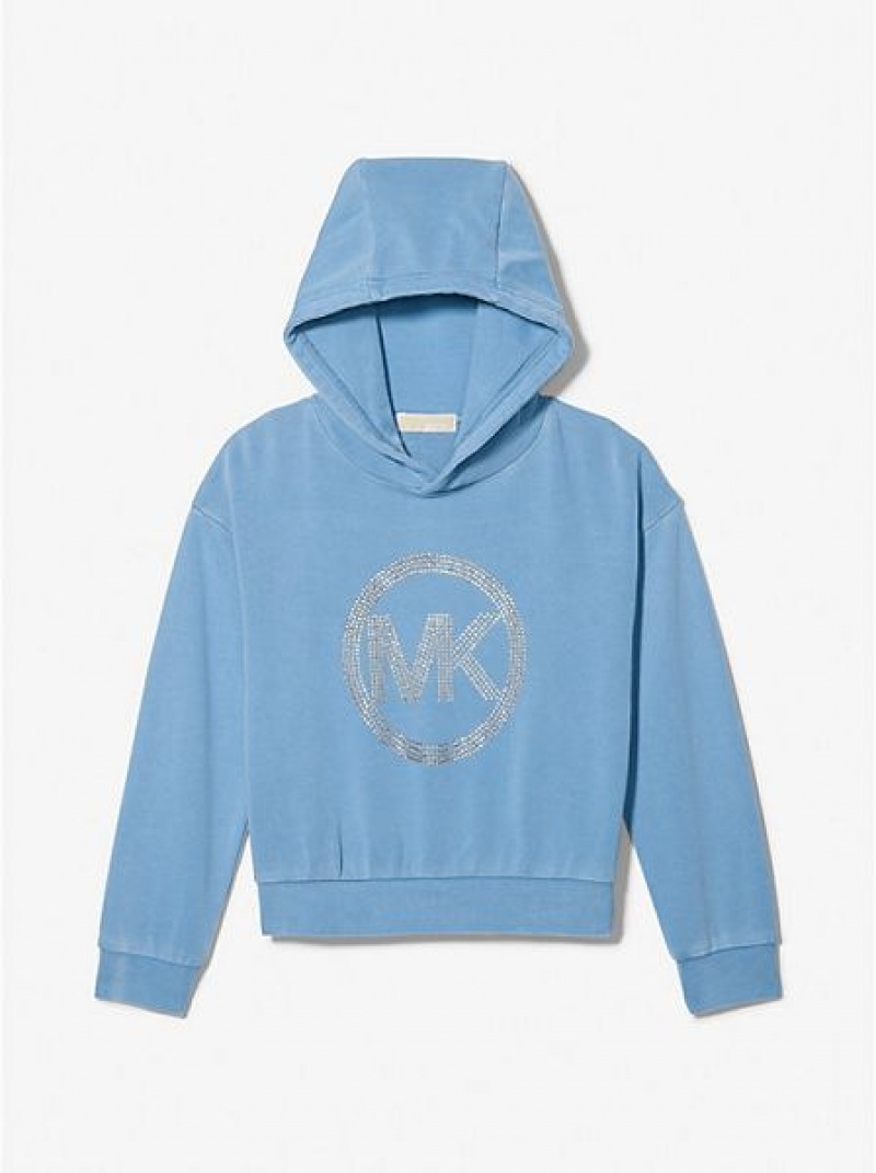 Sudaderas Michael Kors Embellished Logo Algodon Niños Azules | 732915-JMB