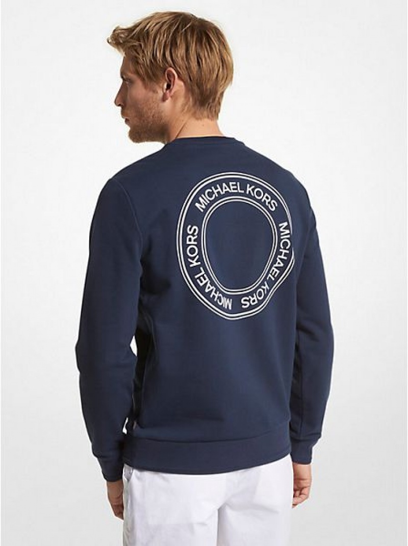 Sudaderas Michael Kors Logo Print French Terry Blend Hombre Azul Marino | 894305-VIZ