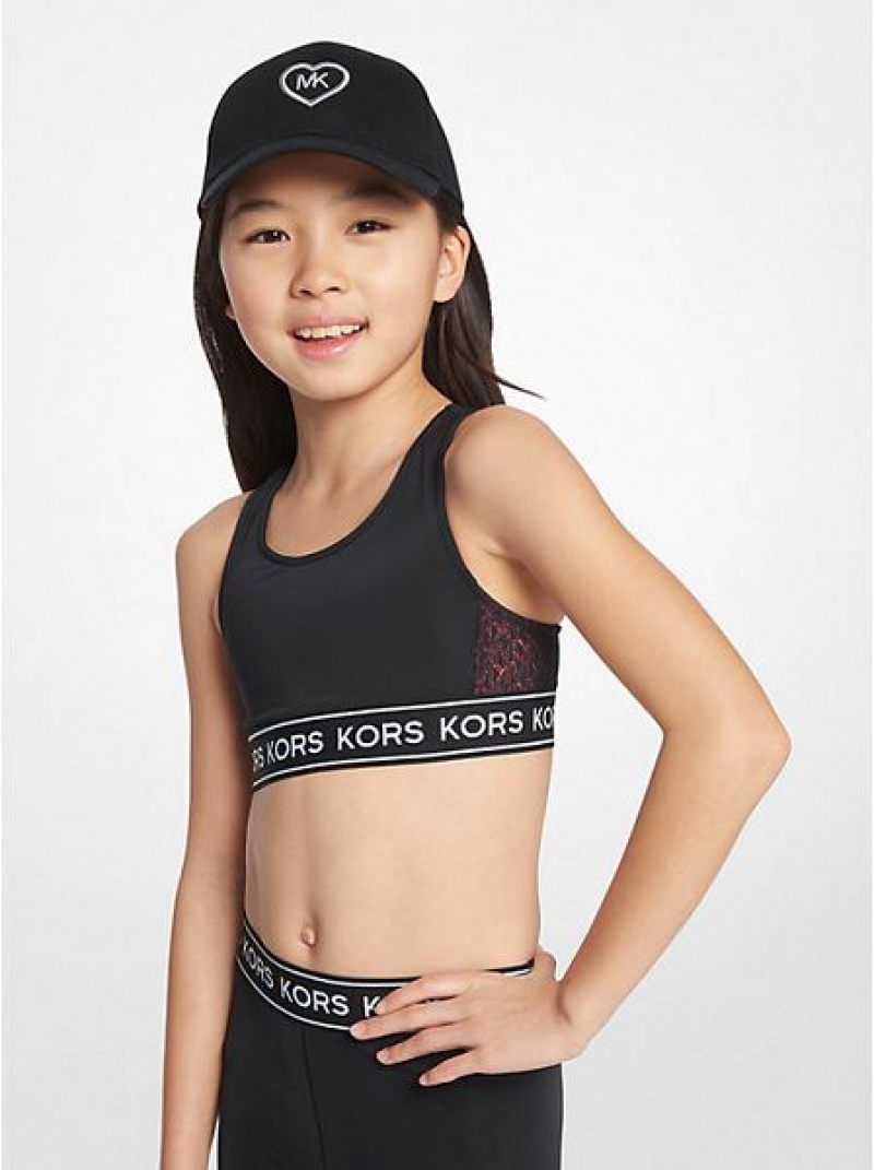 Sujetadores Deportivos Michael Kors Logo Tape Stretch Jersey Niños Negras | 107645-RDN