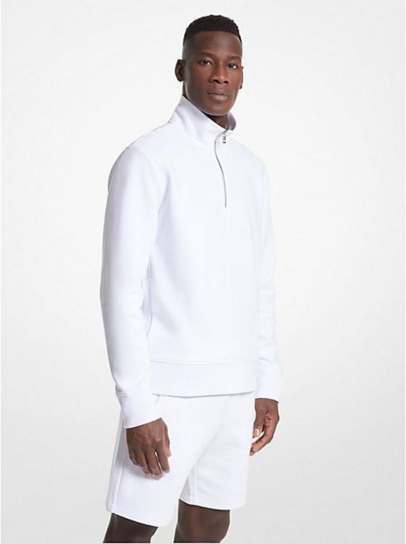 Suéteres Michael Kors Algodon Blend Half-zip Hombre Blancas | 786413-JMN